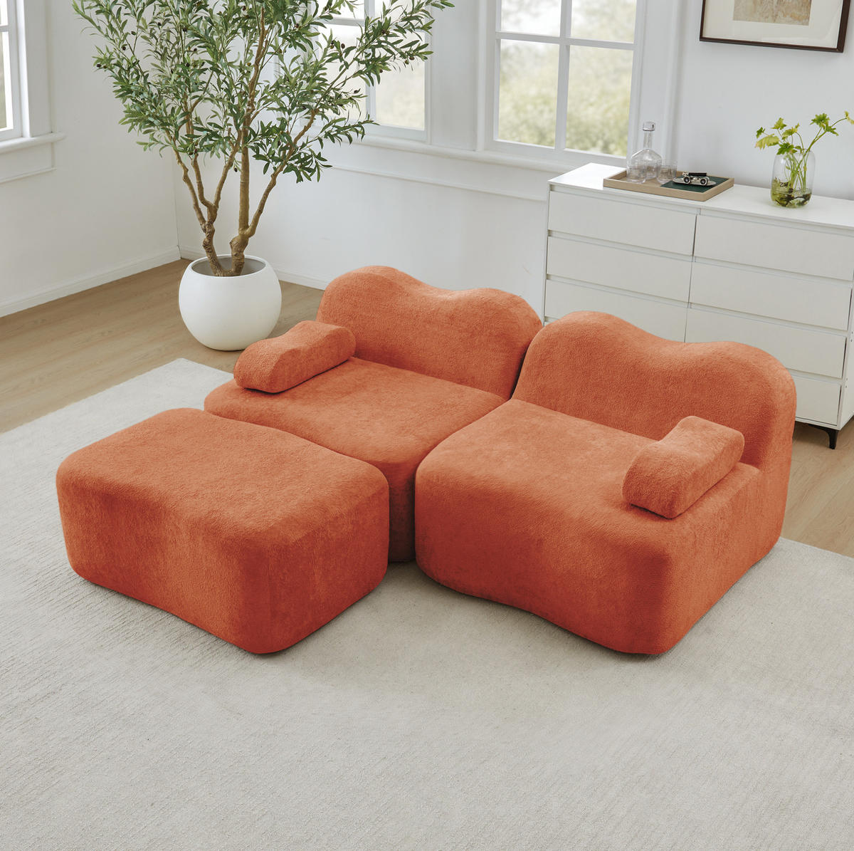 SOFA 192/167/70 cm in Orange aus Samt ohne Aufbau - Orange, Textil (167/70/192cm) - Flora Grace