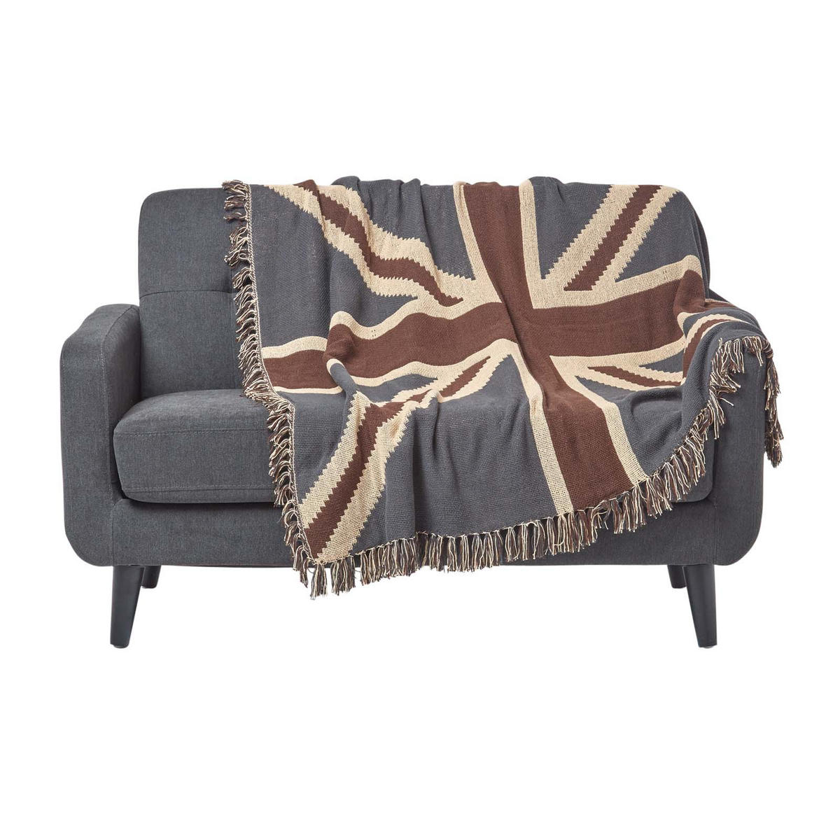 ÜBERWURF 150/200 cm mit Union Jack im Vintage-Look - Dunkelblau, Textil (150/200cm) - Homescapes
