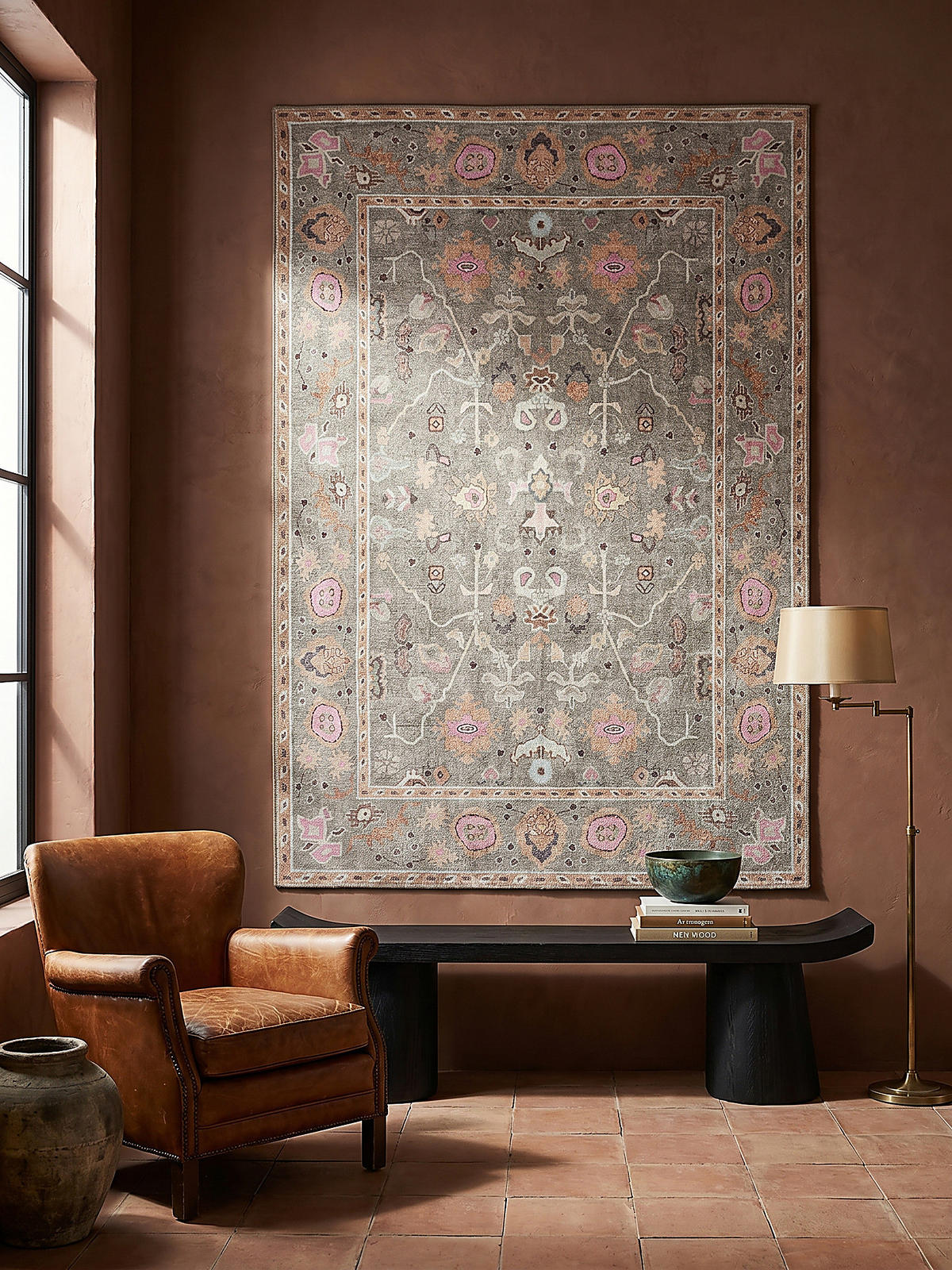 TEPPICH waschbar HURST Floralmuster Flachgewebe Multicolor-Rosa 115x170cm - Rosa, Textil (170/115cm) - KADIMA DESIGN