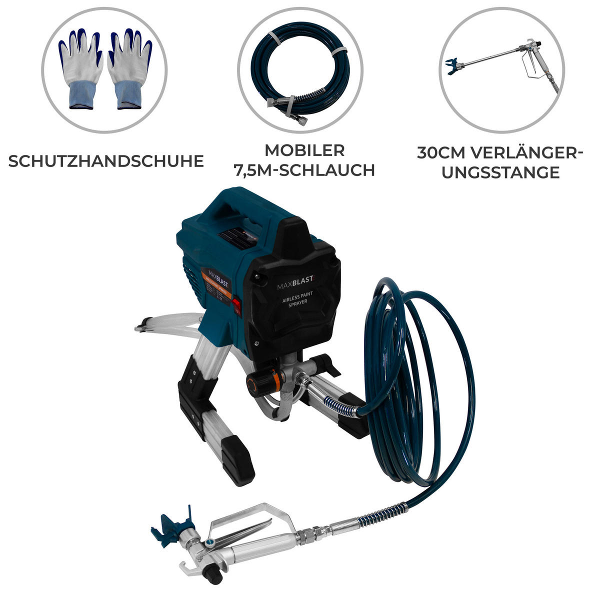 FARBSPRÜHGERÄT Airless - Blau, Kunststoff - Monstershop