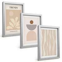 BILDER SET 3er Set - 20x30 cm Silberner Rahmen - Stilvolle abstrakte Beigetöne - Silberfarben, Kunststoff (20/30cm) - TULUP