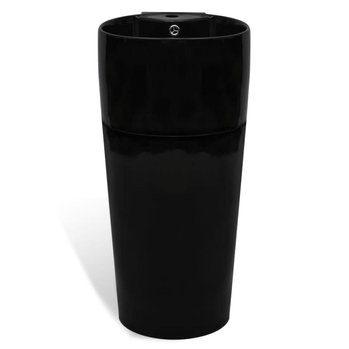 STANDWASCHBECKEN Keramik Mit Loch Für Überlauf/Armatur Schwarz - Schwarz, Keramik (41.5/86/400cm) - vidaXL