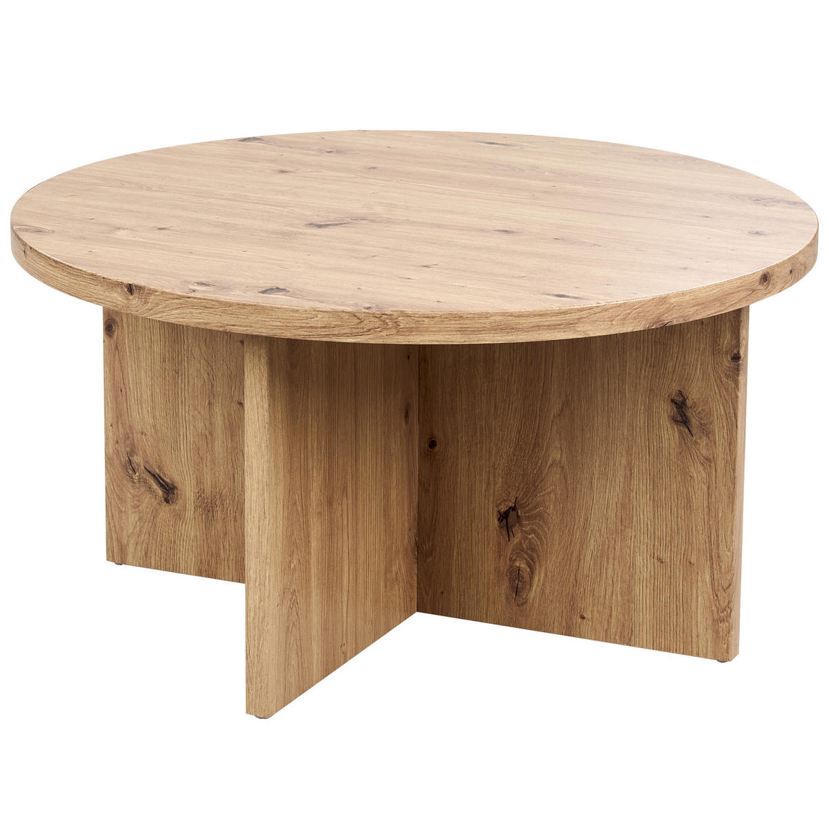 COUCHTISCH hellbraun Holzoptik rund 80 cm Stanton - Hellbraun, Holzwerkstoff (80/80/42cm) - Beliani