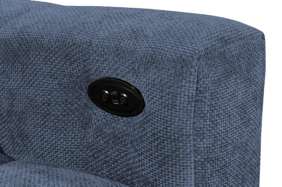 ECKSCHLAFSOFA mit elektronische Sitztiefenverstellung - Blau/Schwarz, Kunststoff/Textil (297/170cm) - ed exciting design