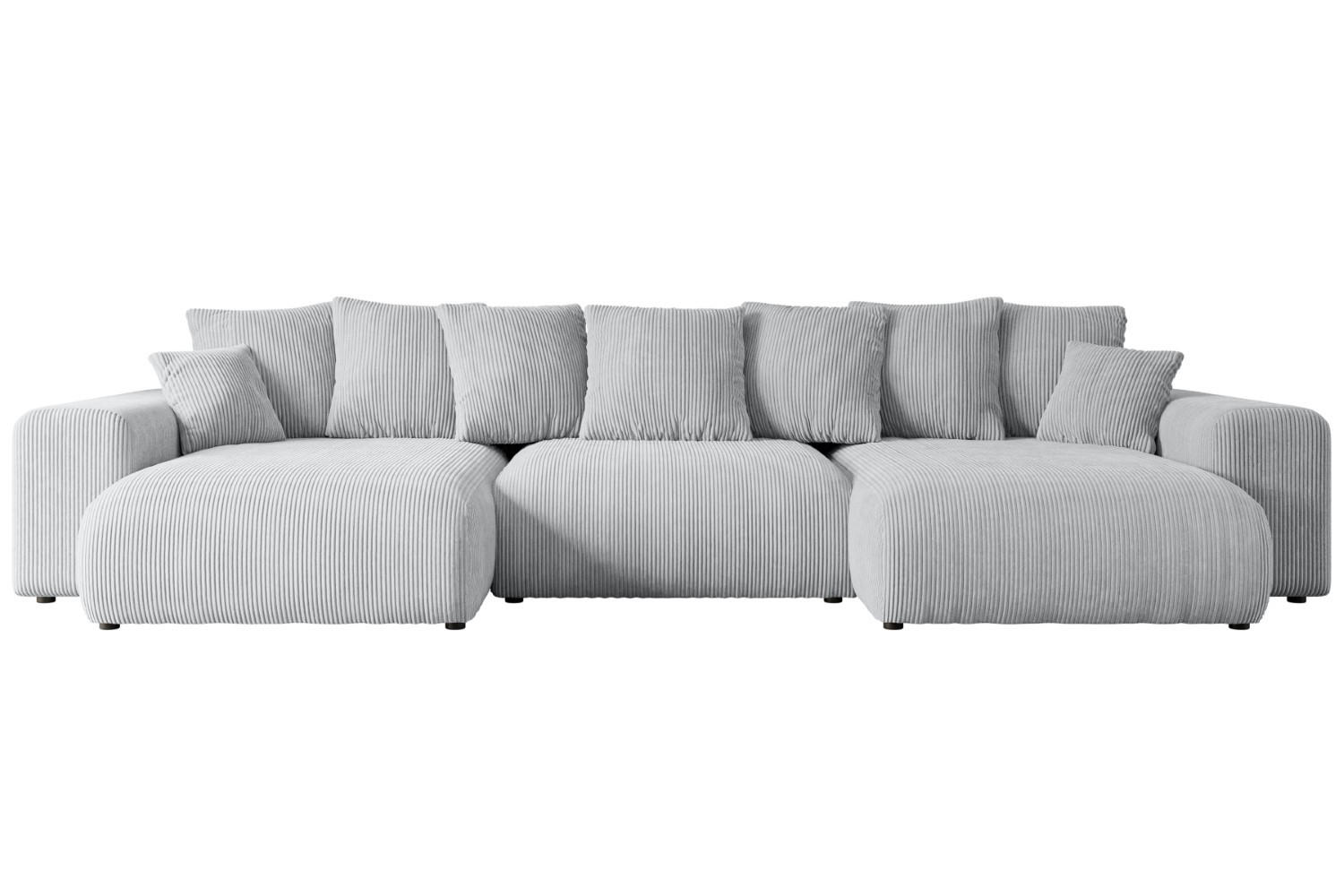 WOHNLANDSCHAFT mit Schlaffunktion und Bettkasten ESKAR-U -352x165x84cm Grau Cord - Schwarz/Grau, Holzwerkstoff/Kunststoff (352/84/165cm) - ALTDECOR