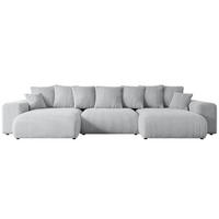 WOHNLANDSCHAFT mit Schlaffunktion und Bettkasten ESKAR-U -352x165x84cm Grau Cord - Schwarz/Grau, Holzwerkstoff/Kunststoff (352/84/165cm) - ALTDECOR