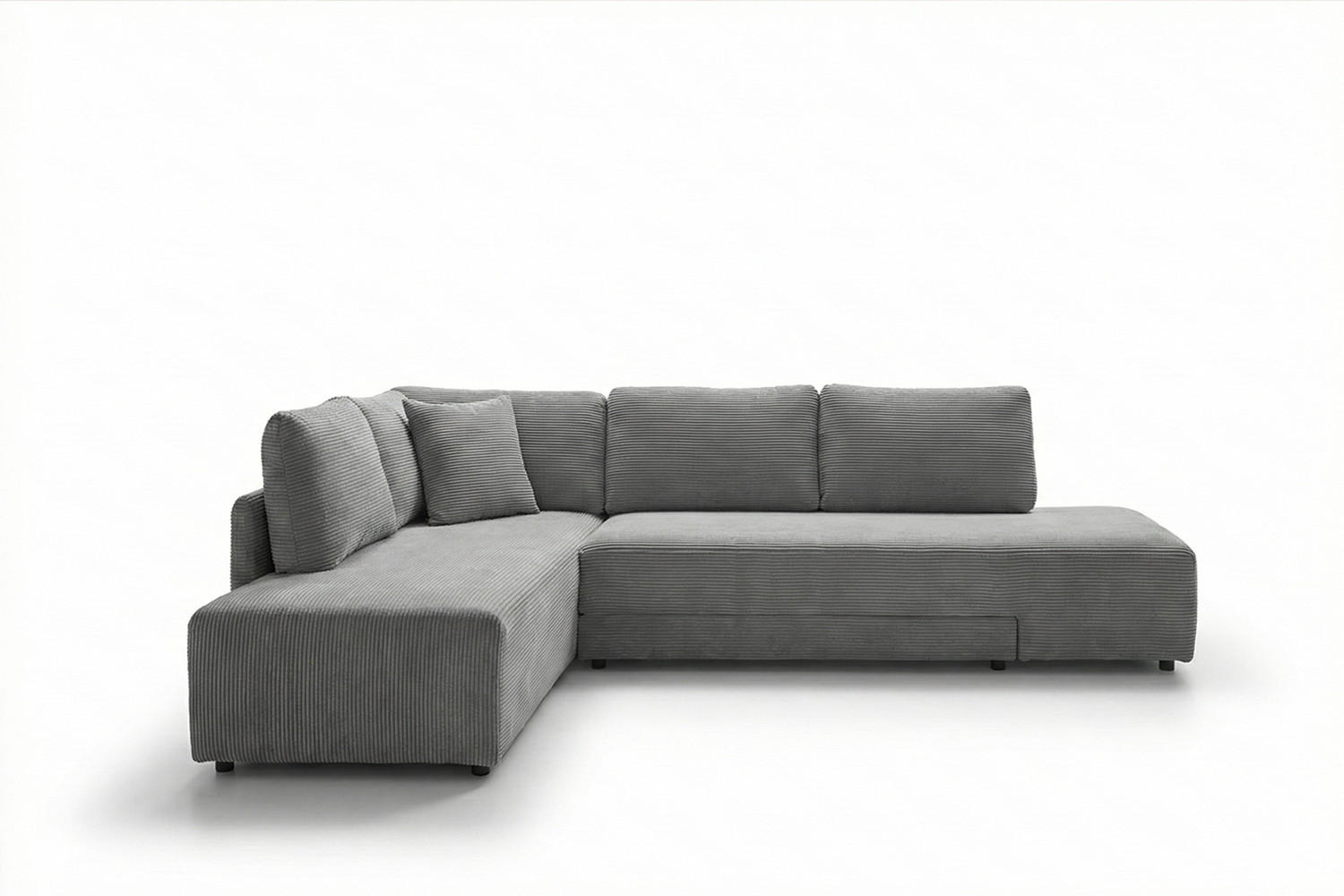 SCHLAFSOFA SADIRA Grau Cord - Schwarz/Grau, Kunststoff/Textil (288/209cm) - KAWOLA