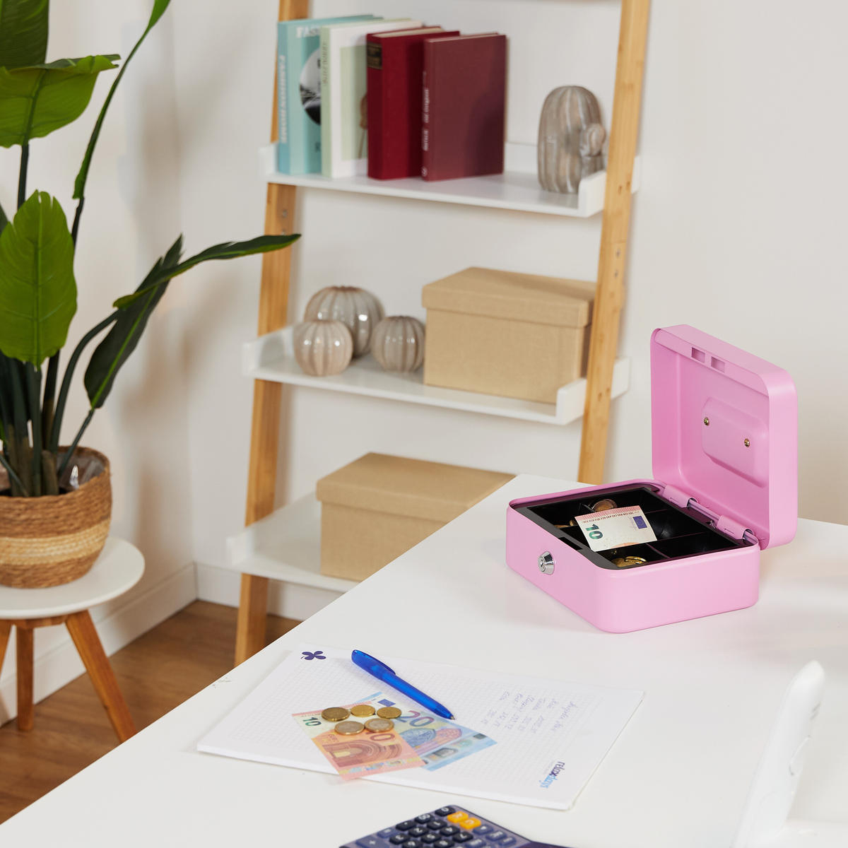 POKLADŇA - ružová, kov/plast (20/8.5/17cm) - Relaxdays