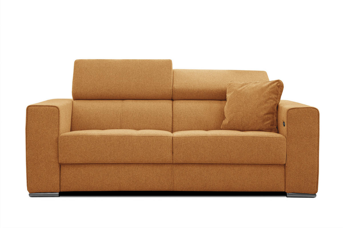 SOFA QUARTZ 3-Sitzer mit Ausziehsitz, orange - Orange, Holzwerkstoff/Textil (202/80/102cm) - Courtois Laville