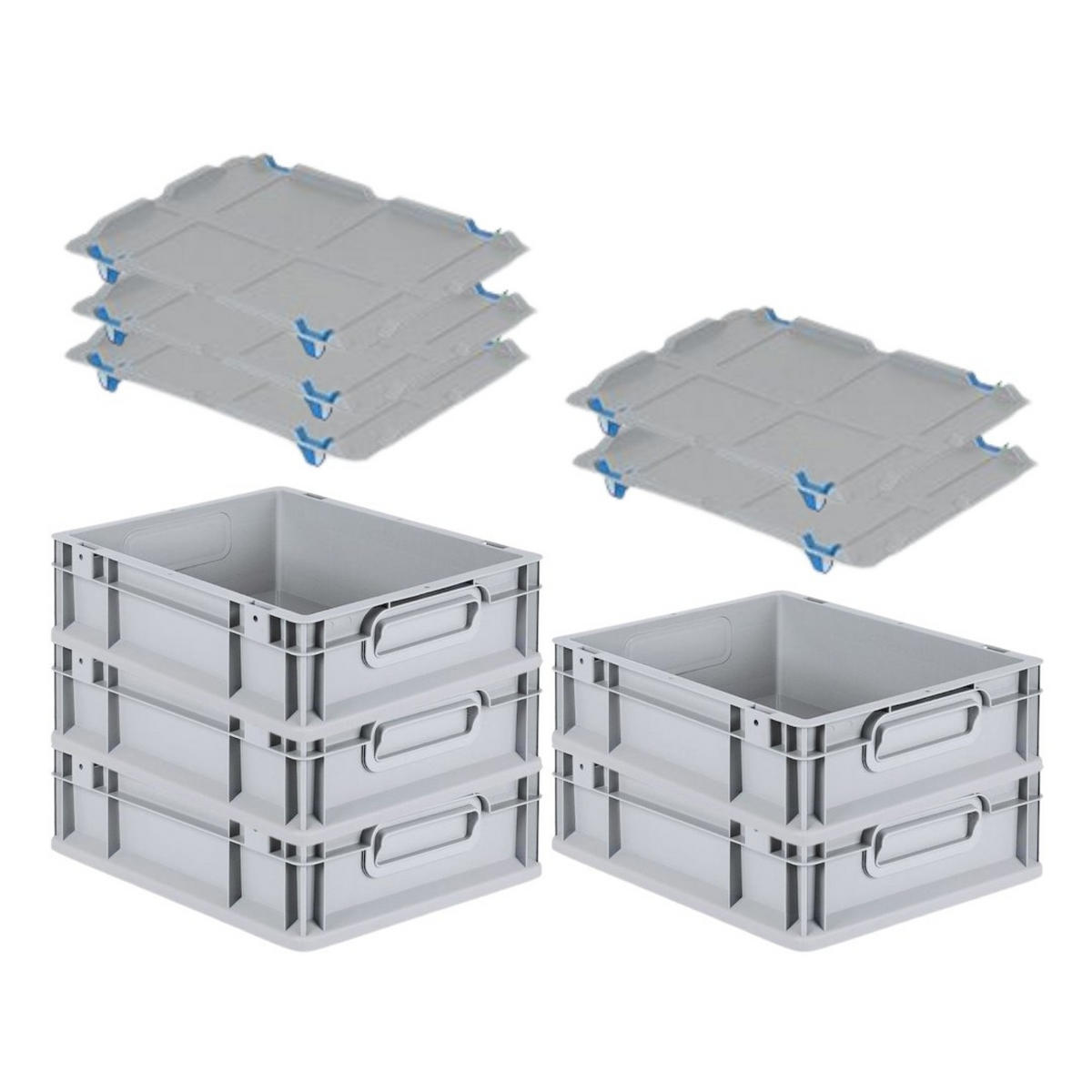 EUROBOX 5x Nextgen Economy Mit Auflagedeckel Grau/Blau Griffe Geschlossen 11 Liter - Blau, Kunststoff (30/12/40cm) - PROREGAL