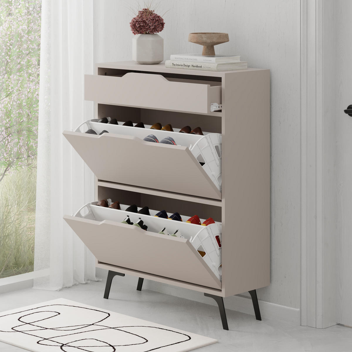 SCHUHSCHRANK Asta Mocha 82/110/29.5 cm - Mokka, Holzwerkstoff (81.6/110/29.5cm) - Decortie