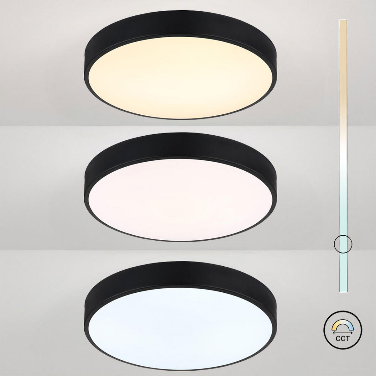 DECKENLEUCHTE LED Metall Schwarz matt CCT - Schwarz, Metall (37.8/37.8/7cm) - Globo Lighting