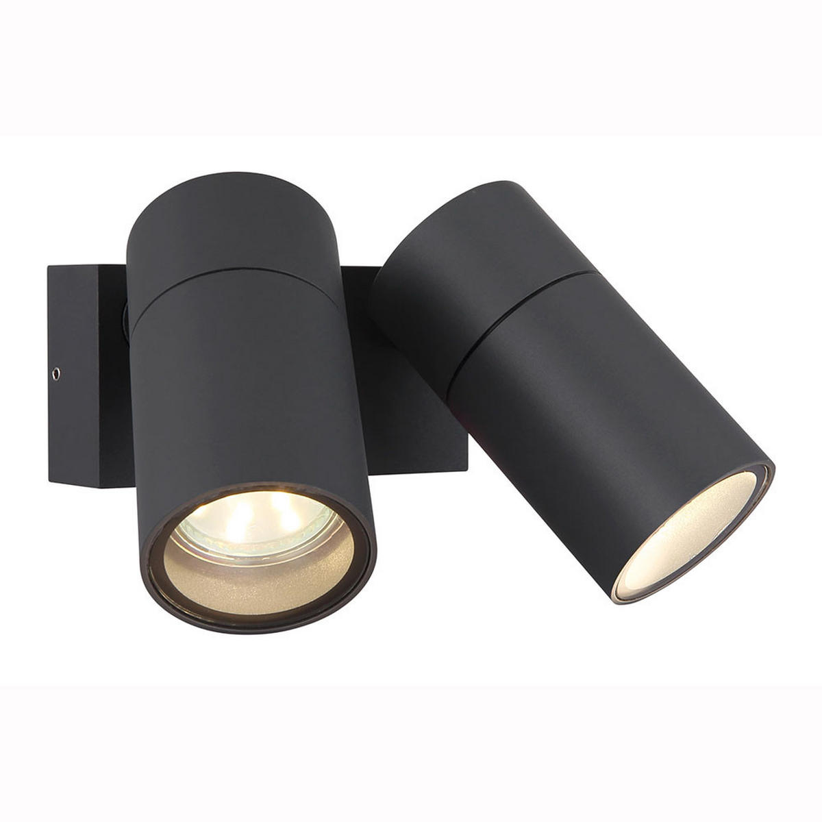 AUSSEN-WANDLEUCHTE Aluminium Schwarz 2 flammig - Schwarz, Metall (15/11.8/10.5cm) - Globo Lighting