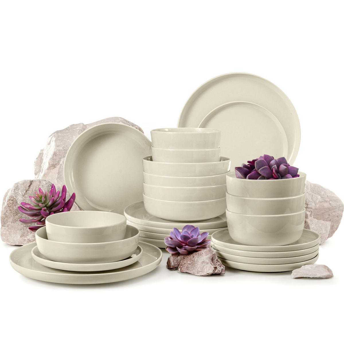 KOMBISERVICE VICTO 6 Personen 24-tlg - Beige, Keramik (27/2/27cm) - KONSIMO®