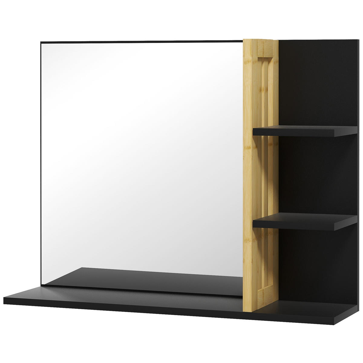 SPIEGELSCHRANK, vierstufiger Wandspiegel aus Holz fürs Badezimmer, 45 x 15 x 58,5 cm ,Schwarz - Schwarz, Glas (45/58.5/15cm) - Vallsero
