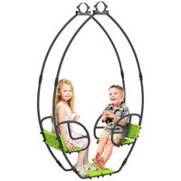 SCHAUKEL DE-17968 mit Griffen & Fußstützen für 2 Kinder Grün - Grün, Metall (40.5/110.5cm) - ComfortXL