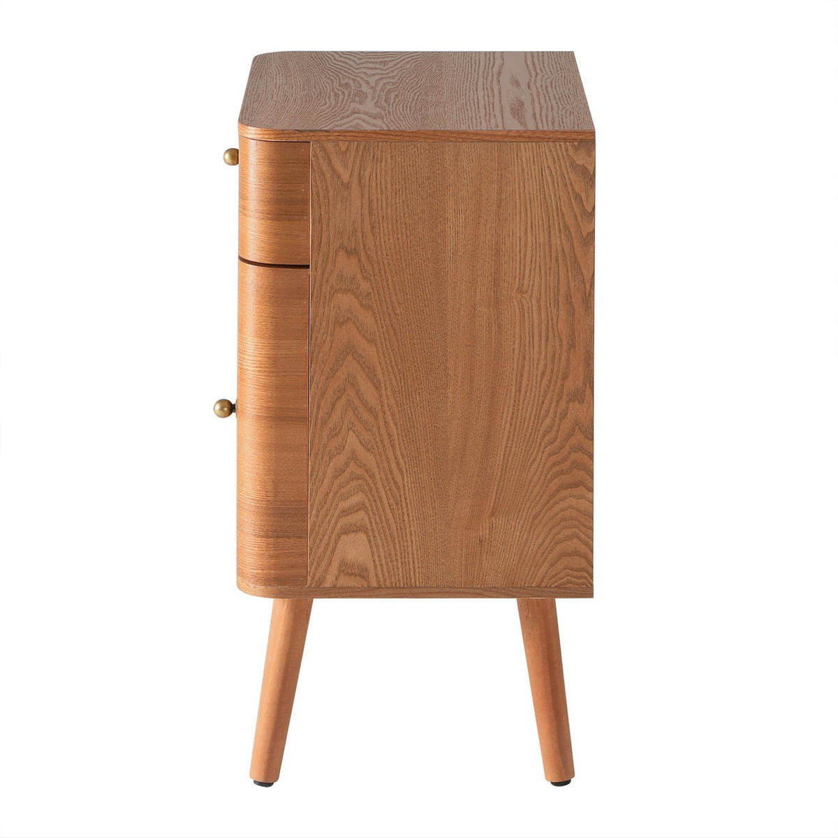 NACHTTISCH 1 Schublade 1 Tür, Fronten mit abgerundeten Kanten 35/71/42 cm - Nussbaumfarben, Holzwerkstoff (35/71/43.5cm) - Calicosy