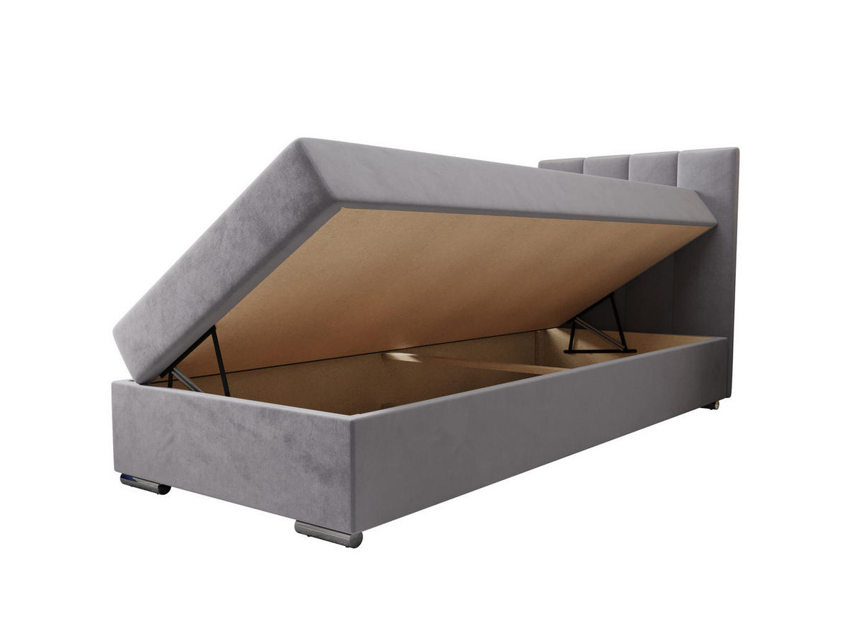 BOXBETT ZILANO 2 mit Matratze H3 und Topper 80x200 Itaka 50 - Hellgrau, Holz/Textil (80/200cm) - Bedante