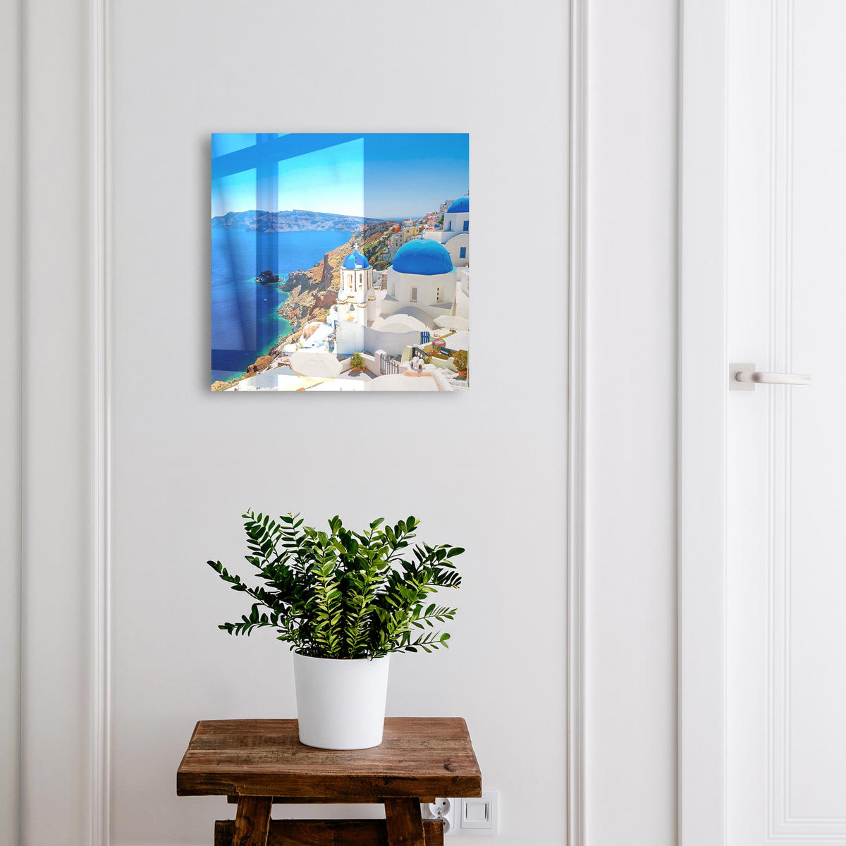 SCHLÜSSELBOX Schwarz 30x30 cm- Türöffnung nach rechts - Griechische Insel - Blau, Metall (30/30/5cm) - TULUP
