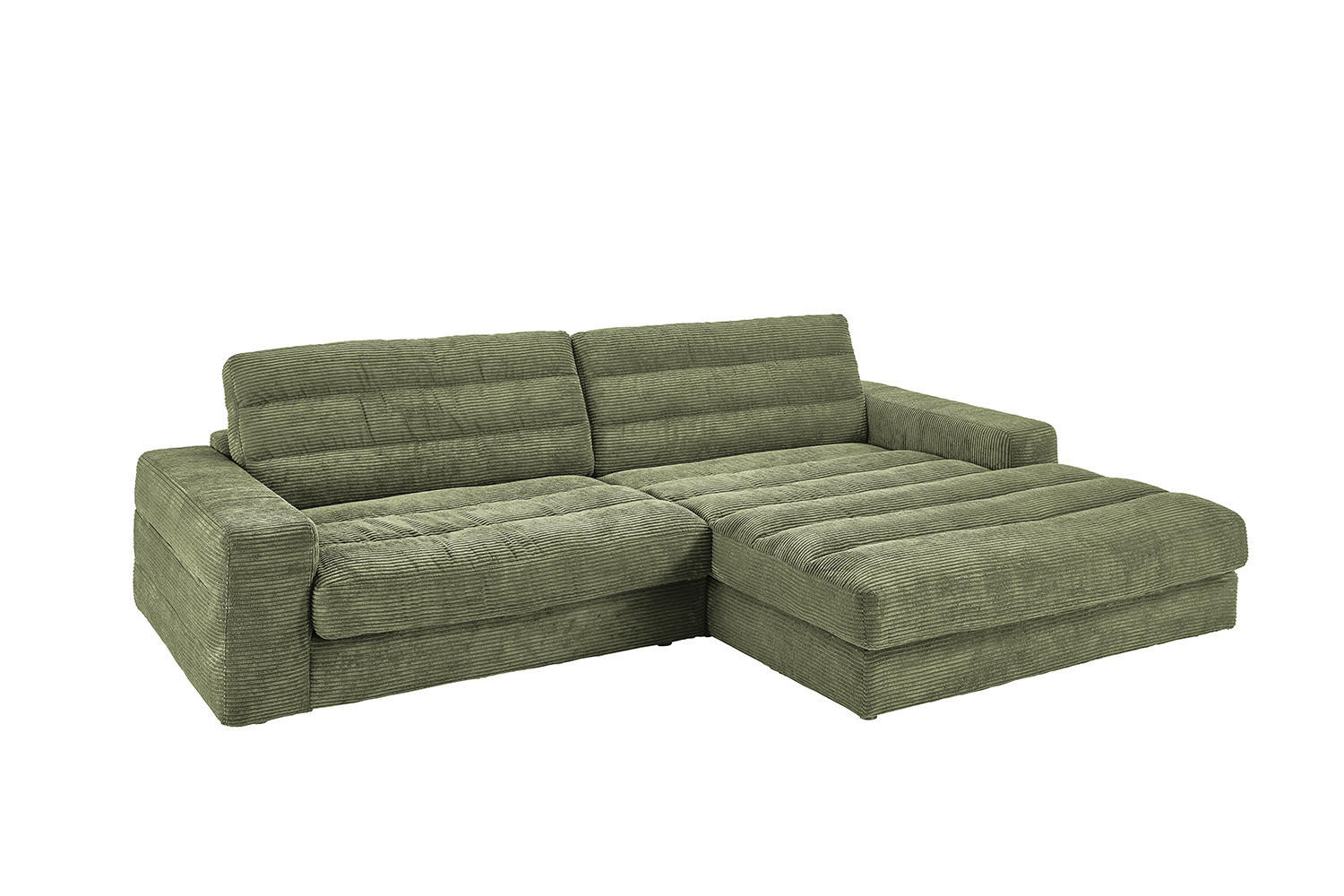 ECKSOFA LANA SOFA Grün Cord - Schwarz/Grün, Textil (296/205cm) - KAWOLA