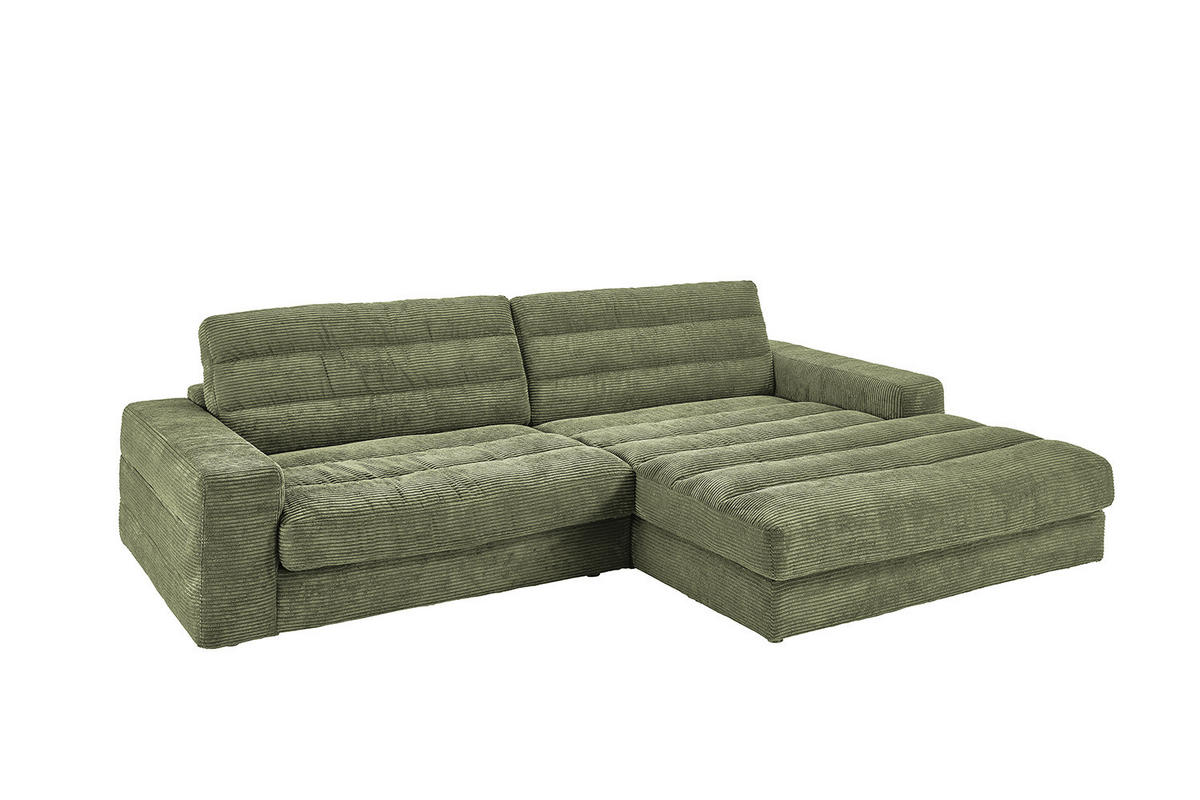 ECKSOFA LANA SOFA Grün Cord - Schwarz/Grün, Textil (296/205cm) - KAWOLA