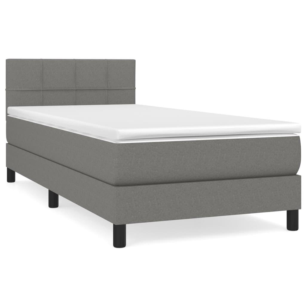 vidaXL Boxspringbett Dunkelgrau 90x203 cm