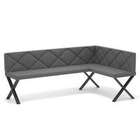 ECKBANK rechts VERO X Webstoff gesteppt, 168/128 cm Dunkelgrau - Dunkelgrau, Textil/Metall (128/168cm) - Idohome
