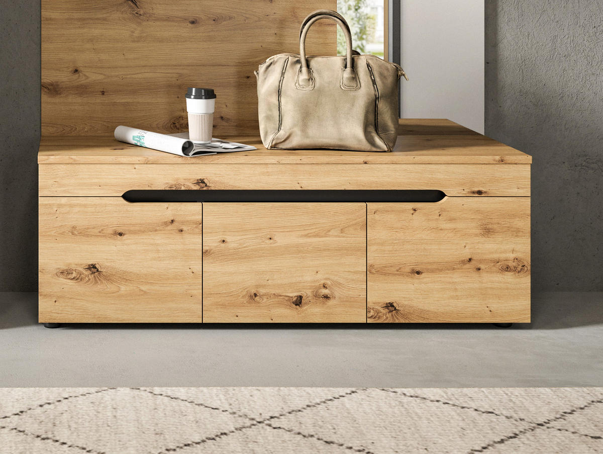 SITZBANK CANU (B/H/T: ca. 120/43/37 cm) in Basalt grau/Artisan Nachbildung - Grau, Holzwerkstoff (120/43/37cm)