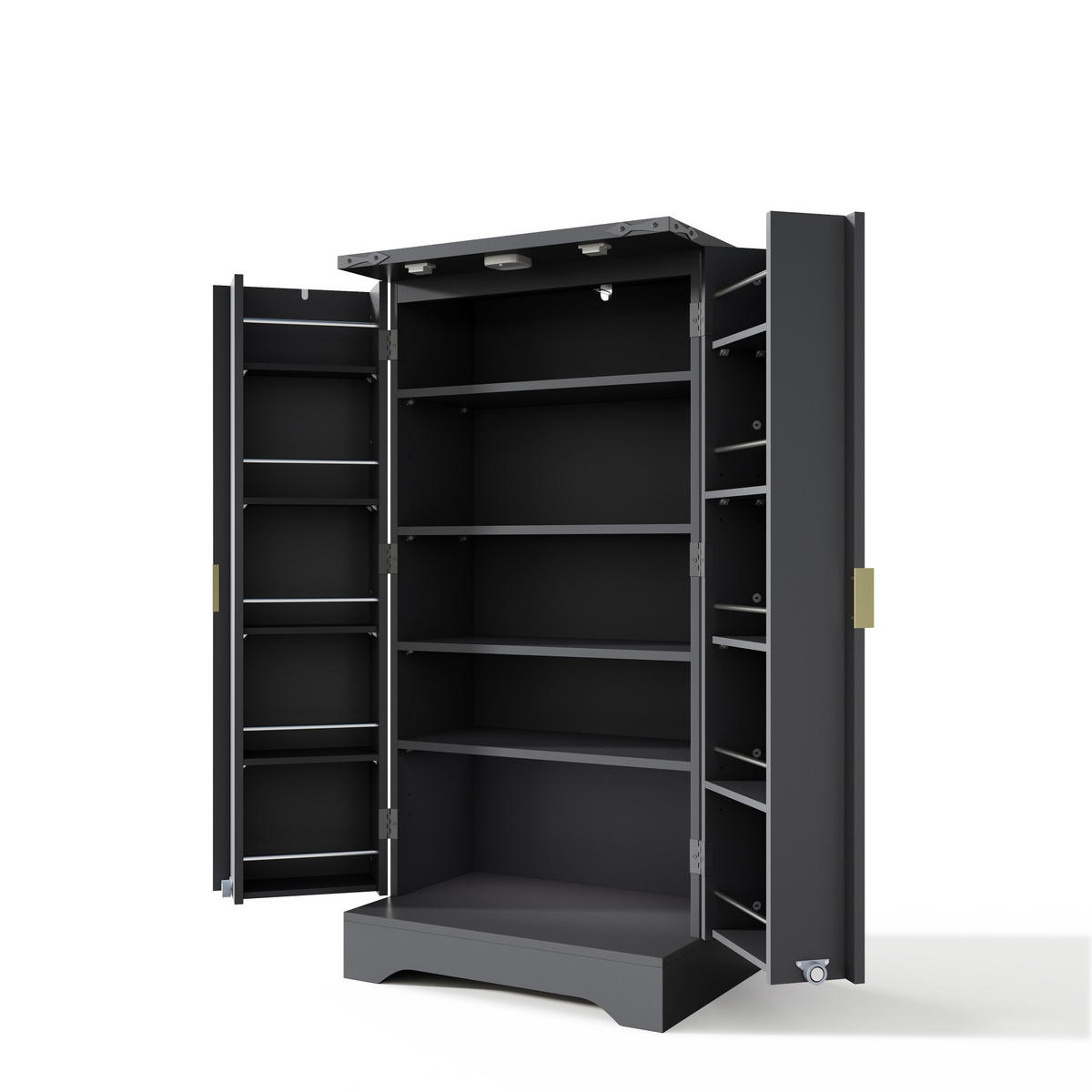 GESCHIRRSCHRANK 60.5/40/120 cm Schwarz mit LED-Sensorlicht und Gewürzregal - Schwarz, Holz (60.5/120/40cm) - Oxeza