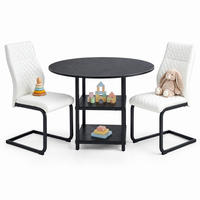 ESSGRUPPE 3-tlg. rund 107 cm Schwarz/Weiß im Industrie-Stil - Schwarz, Metall (107/75/107cm) - Meubliv