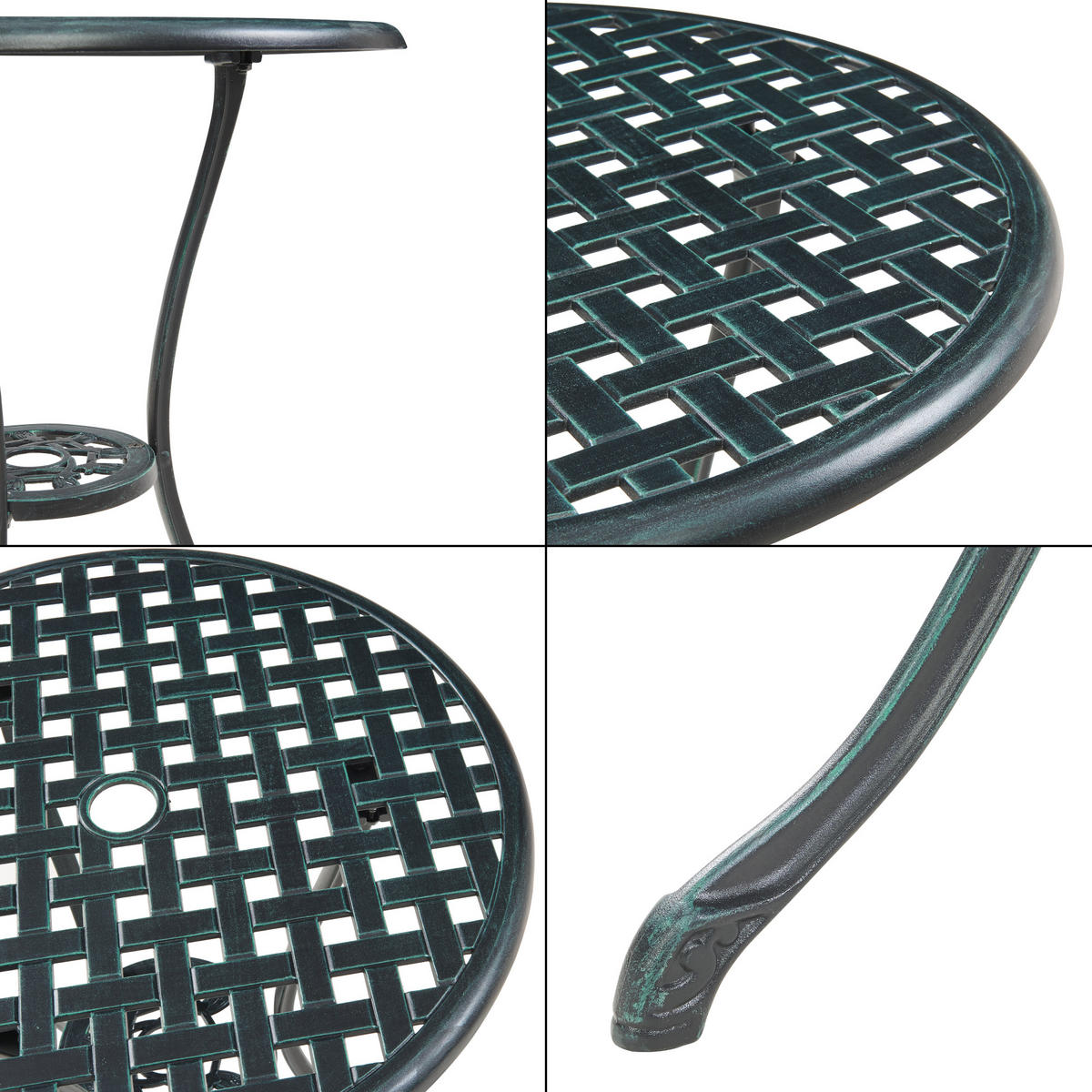 BISTRO-SET 3 TLG. Vena - Dunkelgrau/Grün, Metall - casa.pro