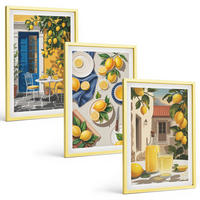 BILDER SET 3er Set - 40x60 cm Goldrahmen - Zitronengarten mit Getränken - Goldfarben, Kunststoff (40/60cm) - TULUP