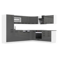 KÜCHE L-Form JULIE, ohne Arbeitsplatten, Silber Hochglanz - Silberfarben, Holz (460/204/60cm) - B BELINI GROUP