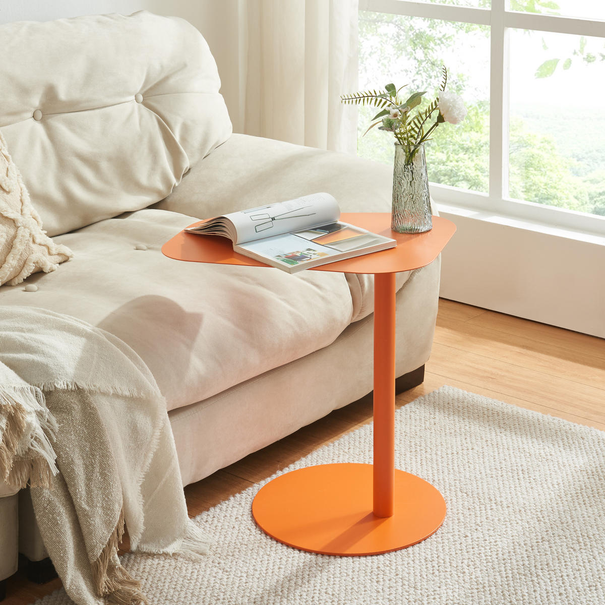 BEISTELLTISCH Nastätten - Orange, Metall (38/50/50cm) - [en.casa]