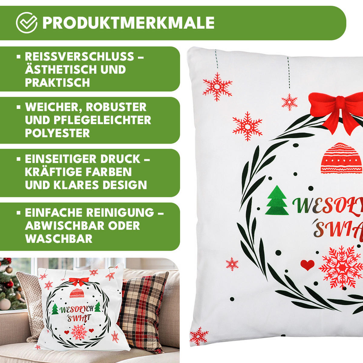 KISSENBEZUG Weihnachts Dekokissenbezug 45x45cm - Hellgrau, Textil (45/45cm) - KRUMAD