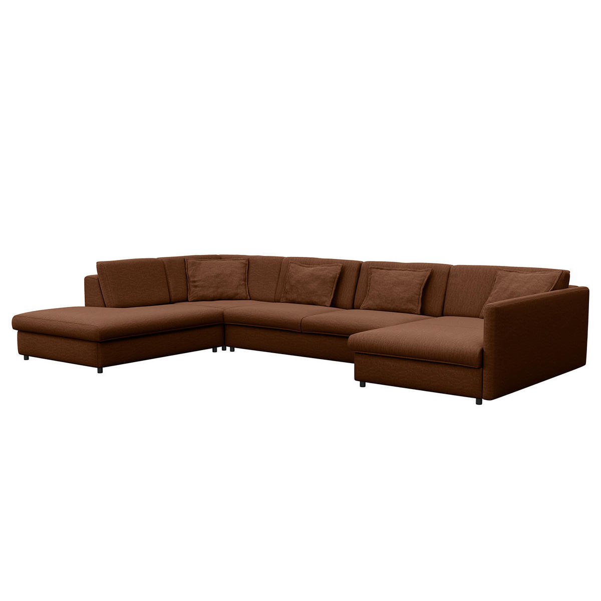 WOHNLANDSCHAFT - Schwarz/Braun, Kunststoff/Textil (431/84/272cm) - home24