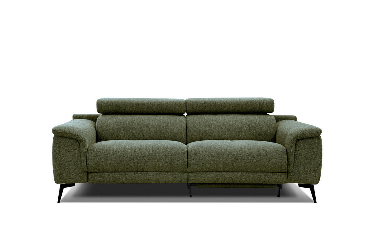 RELAXSOFA FIERO 3-Sitzer mit 1 Relaxfunktion, olivgrün - Schwarz/Olivgrün, Holzwerkstoff/Textil (212/82/103cm) - Courtois Laville