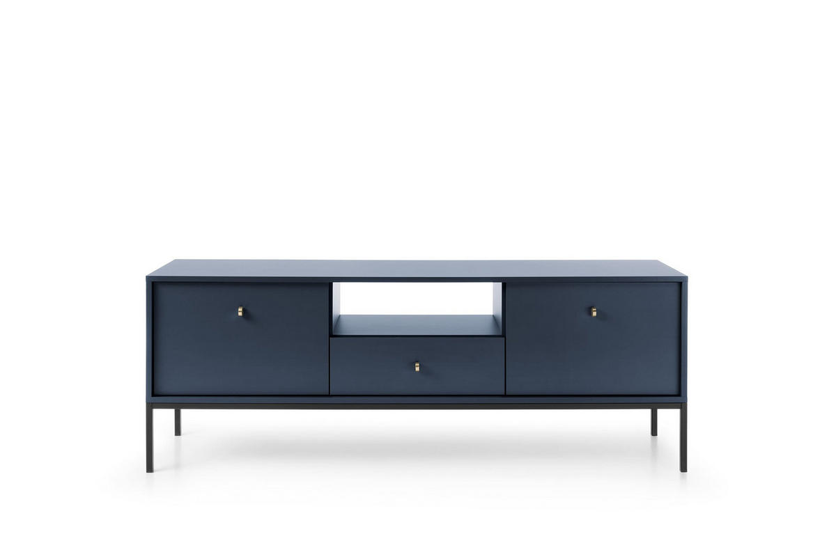 TV-ELEMENTE Melody IV 154 Dunkelblau + Schwarz - Schwarz/Dunkelblau, Holzwerkstoff (154/56/39cm) - Möblo