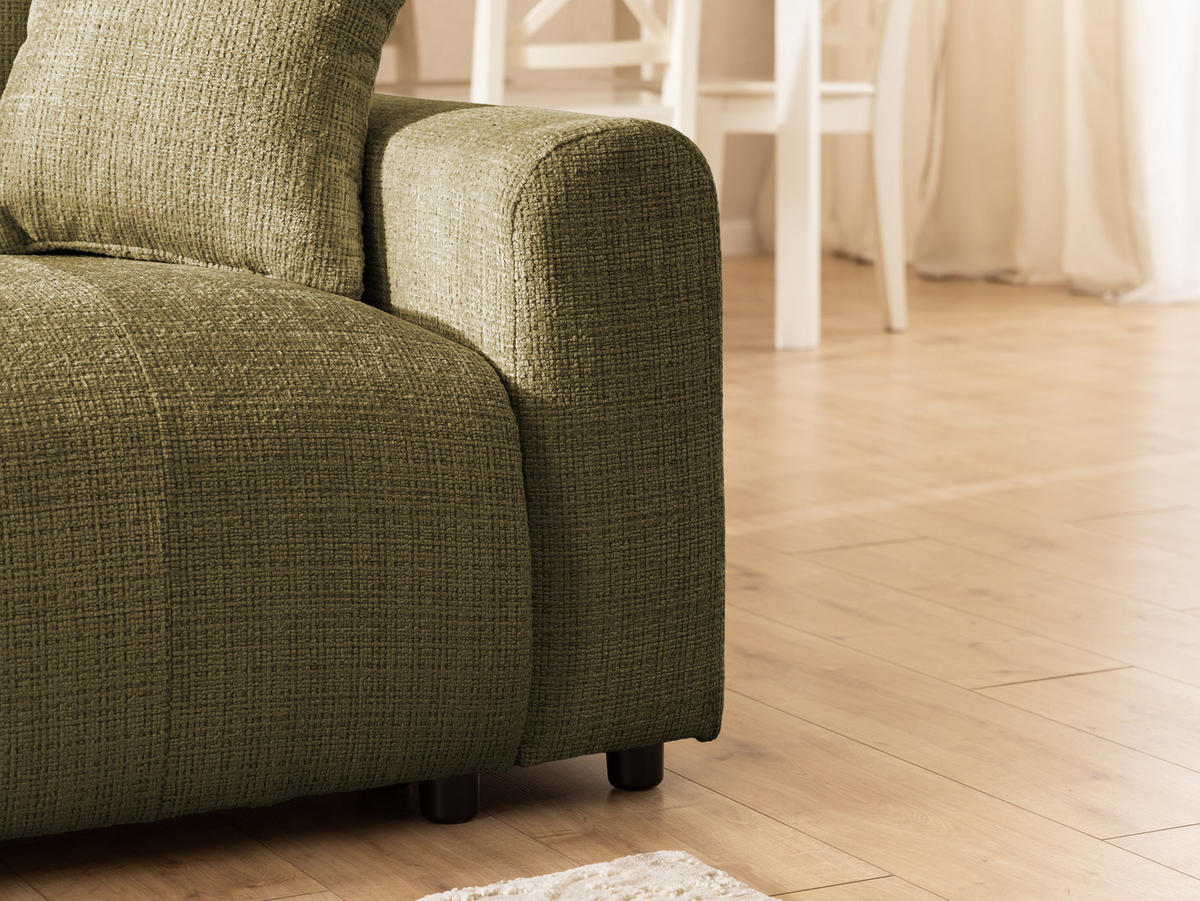 SCHLAFSOFA Calma mit Bettkasten im Bumpy-Design aus weichem Grün Chenille-Stoff - Schwarz/Grün, Holz/Kunststoff (239/88/98cm) - S-Style Möbel