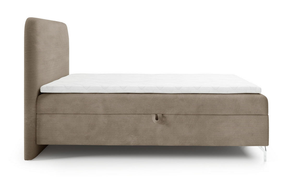BOXSPRINGBETT mit Matratze H3 200x200 Rotos, Cordstoff, Bettkasten, Beige - Beige, Holz/Textil (200/200cm) - Emporius