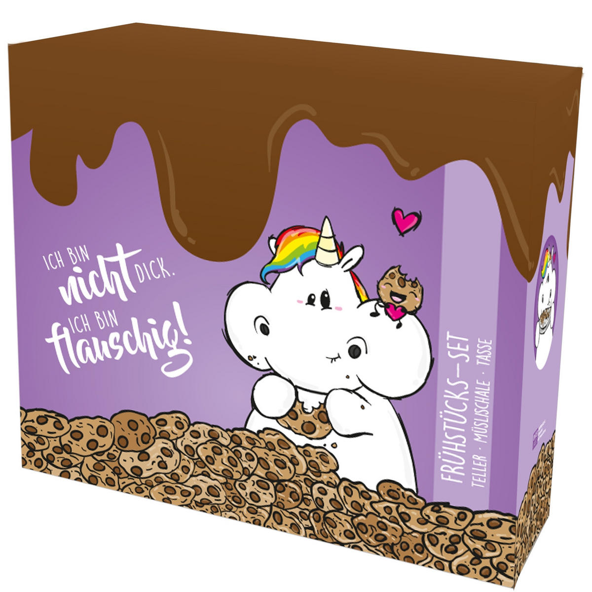 FRÜHSTÜCKSSET Pummel & Friends Pummeleinhorn Ich bin nicht dick. Ich bin flauschig! Mehrfarbig 3-teilig - Multicolor, Keramik (23.8/11.2/23.3cm) - United Labels