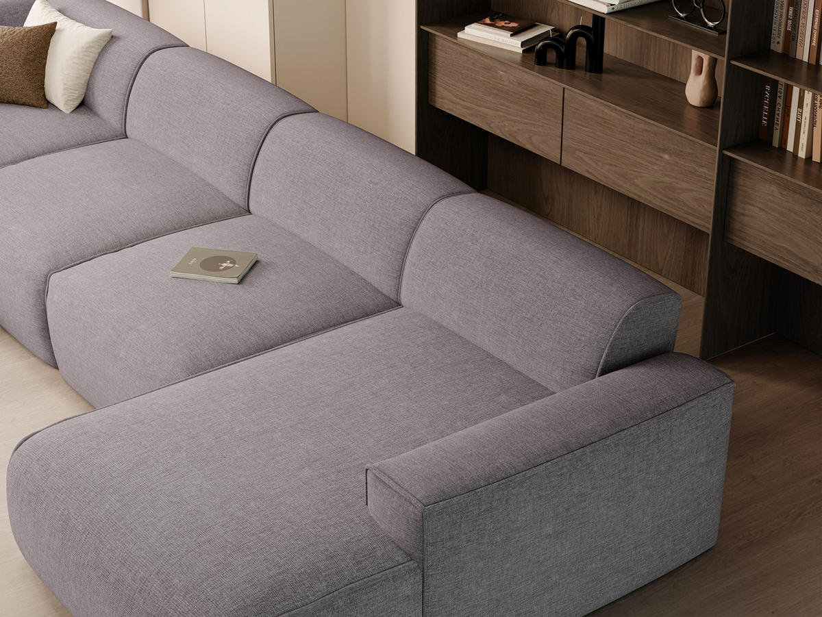 WOHNLANDSCHAFT DOVE Chenille-Stoff in Hellgrau - Hellgrau, Holzwerkstoff/Kunststoff (300/85/200cm) - Idohome