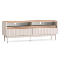 LOWBOARD Dunea Cashmere / Eiche Cremona Torro 154 / 40 / 55cm - Creme/Braun, Holz/Holzwerkstoff (154/55/40cm) - Feldmann-Wohnen