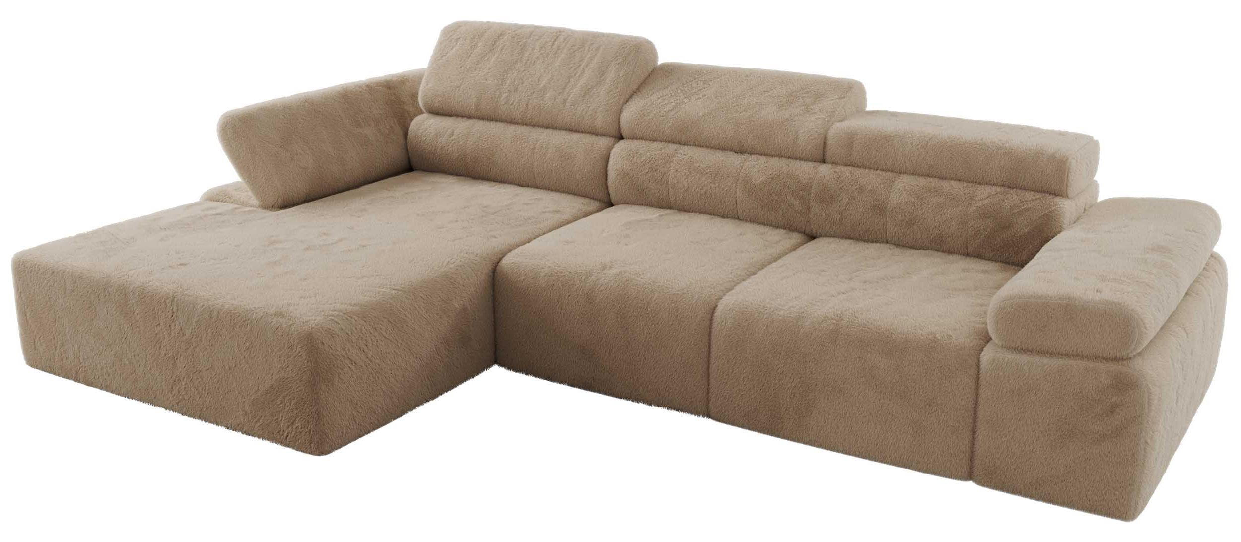 ECKSOFA RILASSO L Beige Plüsch - links - Beige/Schwarz, Kunststoff/Textil (296/174cm) - MKS