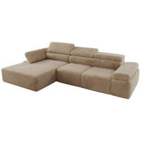 ECKSOFA RILASSO L Beige Plüsch - links - Beige/Schwarz, Kunststoff/Textil (296/174cm) - MKS