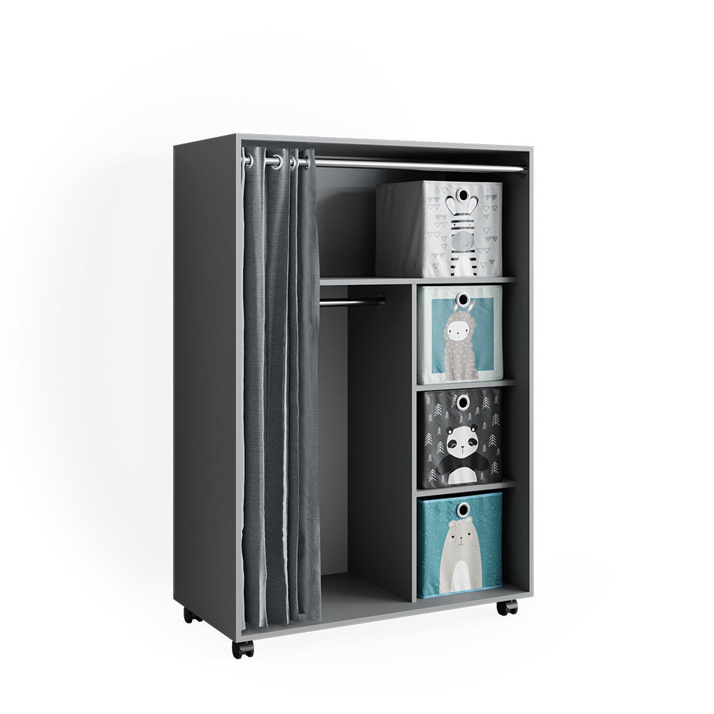 KLEIDERSCHRANK Doros Grau 100 x 146.6 cm mit Faltboxen - Grau, Holzwerkstoff (100/146.6/50cm) - Vicco