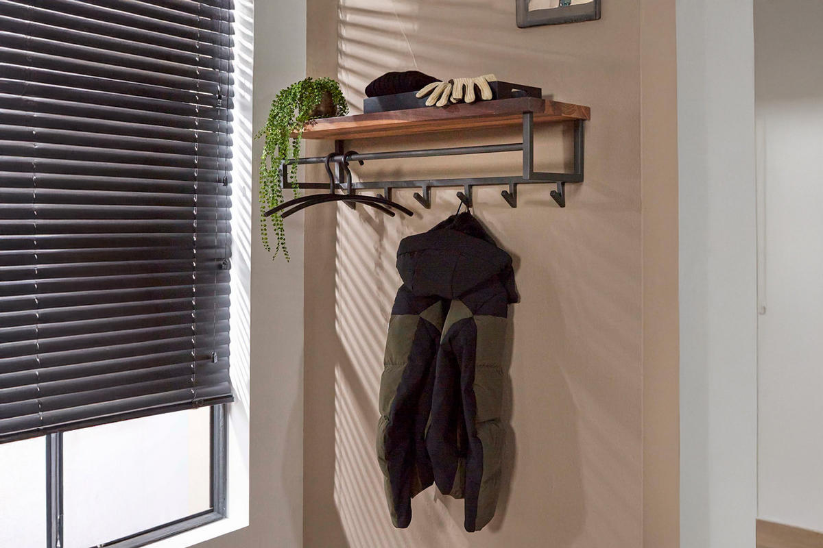 GARDEROBE ADELIA Grau Nussbaum - Grau, Metall (100/27/30cm) - KAWOLA