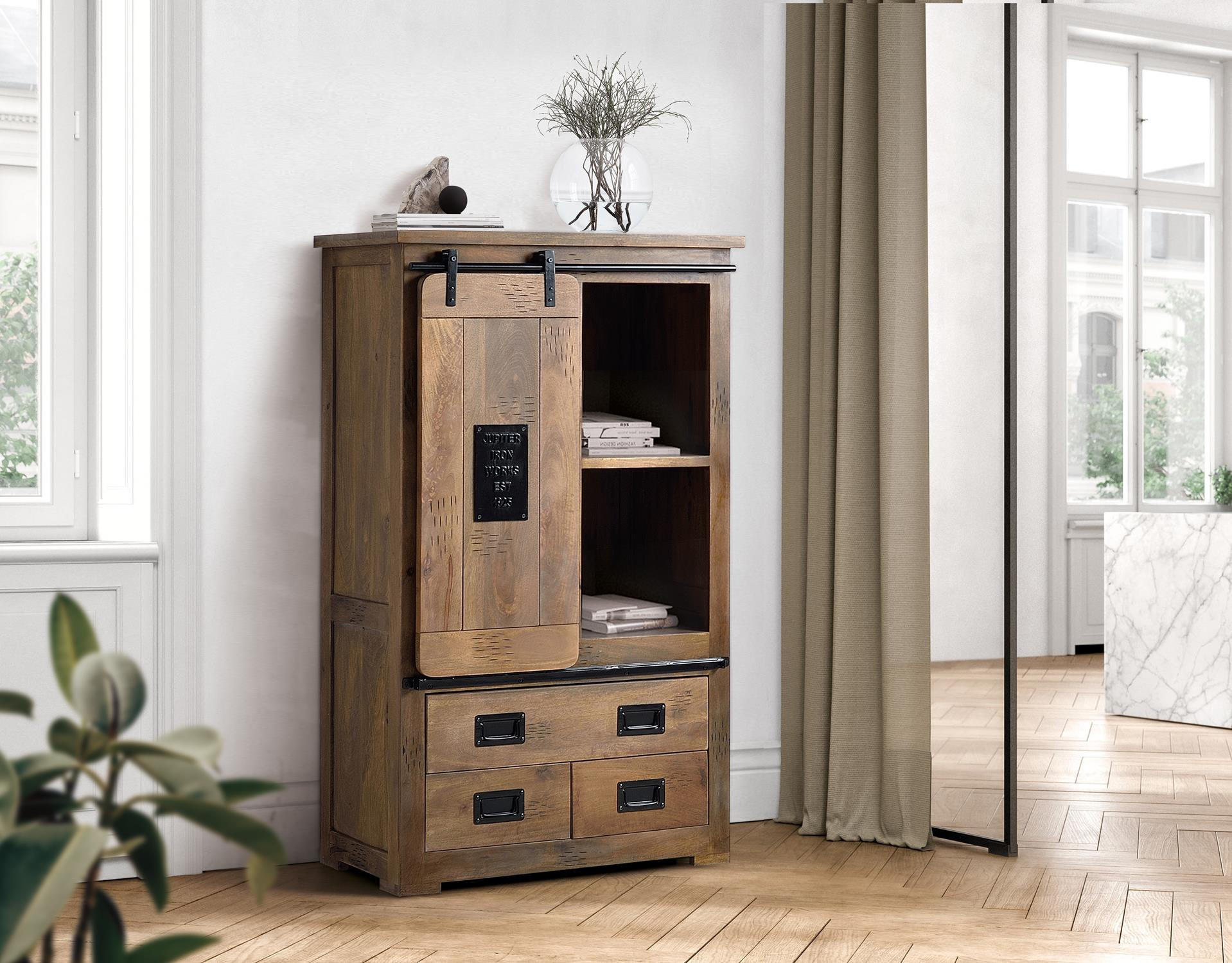 HIGHBOARD aus Mangoholz und Metall - Braun, Holz (45/150/90cm) - Giner y Colomer