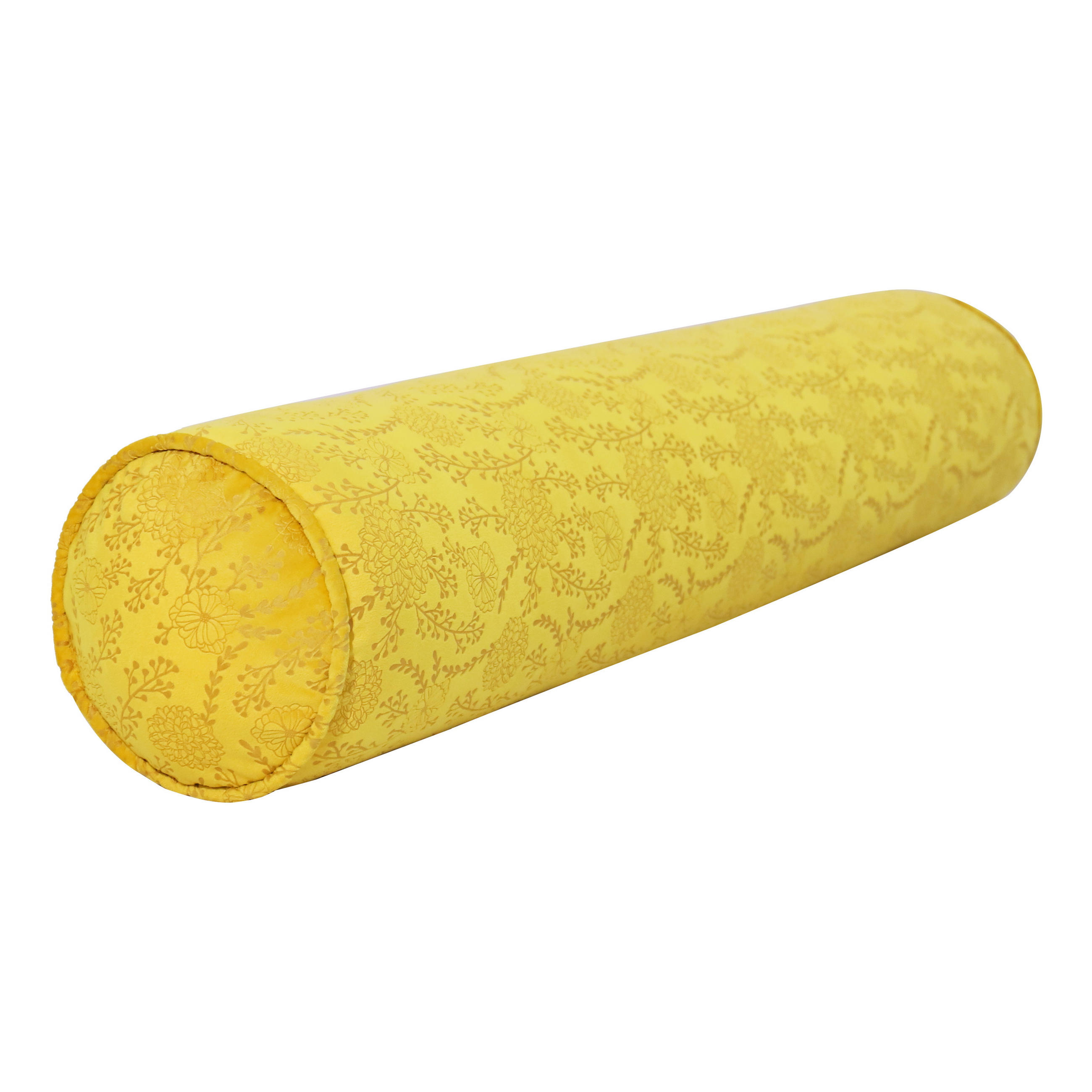 NACKENROLLENKISSEN Samt Gelb 100 cm - Gelb, Textil (20/100cm) - Vercart