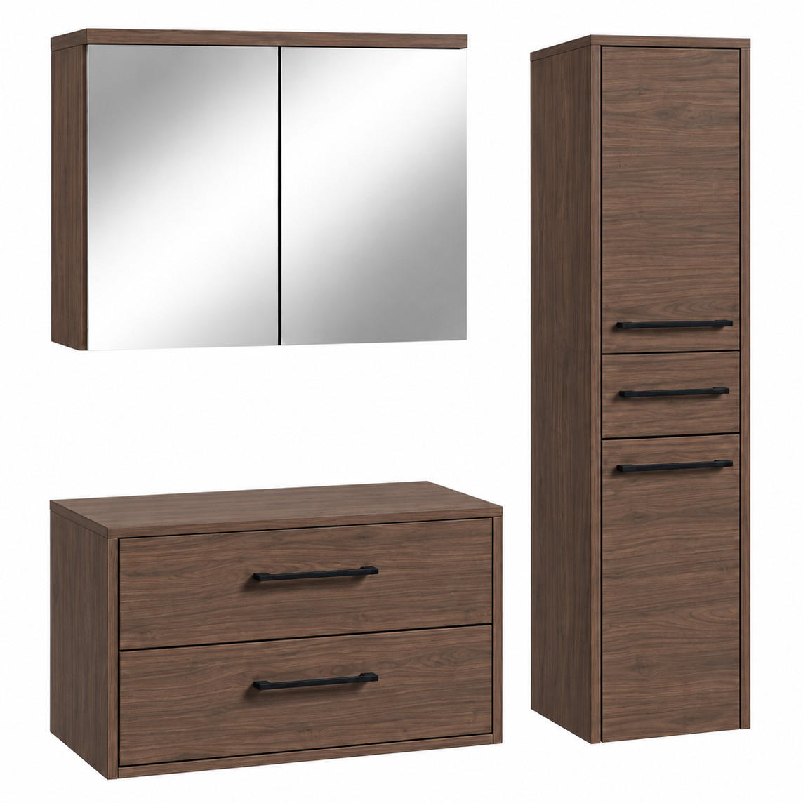 SET KUPAONSKOG NAMJEŠTAJA Florence 3-dijelni smeđi orah - 80 x 46 x 46 cm - boje oraha, drvo (80/46/46cm) - Badplaats